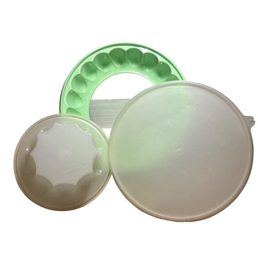 Tupperware Jello Mold Lime Green With Lid And Insert Vintage